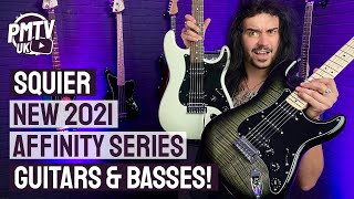 BRAND NEW 2021 Squier Affinity Series Guitars amp Bass Models Flamed Maple Dual Humbuckers amp More [upl. by Anilorac37]