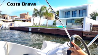 4K Relaxing boat tour through Empuriabrava canals yachts and luxury homes [upl. by Pease]