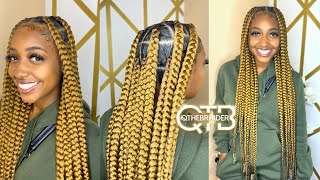 QTHEBRAIDER HOW TO Large Knotless Braids amp Beads thigh length [upl. by Lindblad]