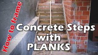 HOW TO BUILD CONCRETE STAIRS BETWEEN WALLS WITH TIMBER PLANKS [upl. by Ednil562]