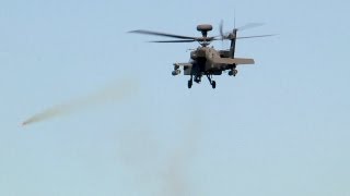 AH64 Apache Helicopter in Action  Rocket Launch Machine Gun Live Fire [upl. by Kimura]