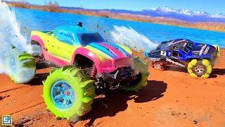 RC CAR CUSTOM SAND TIRES DRIVE ON WATER CHALLENGE [upl. by Ailaza450]