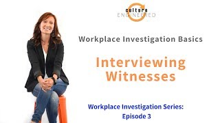 Workplace Investigation Basics 3  Interviewing witnesses [upl. by Keverne]