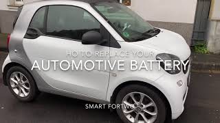 How to replace your starter battery  car start battery AGM replacement Smart ForTwo DIY [upl. by Malchus]