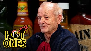 Bill Murray Doesn’t Flinch While Eating Spicy Wings  Hot Ones [upl. by Aim]