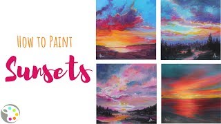 How to Paint Sunsets  Acrylic Painting Tutorial [upl. by Leverett387]