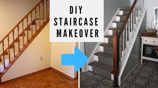 EASY DIY Staircase Makeover on a Budget [upl. by Eileek]