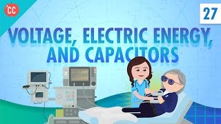 Voltage Electric Energy and Capacitors Crash Course Physics 27 [upl. by Ahsote]