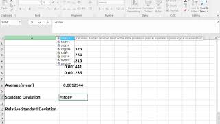 Statistical analysis  Mean SD and RSD in Excel [upl. by Hurff877]