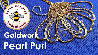 How to use Pearl Purl Goldwork embroidery for beginners Flosstube video tutorial [upl. by Neumeyer]