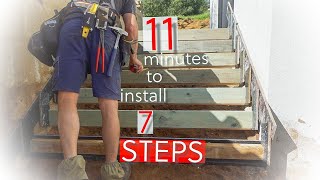 11 MINUTES TO INSTALL CONCRETE STAIRS BETWEEN WALLS [upl. by Kurr]