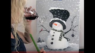 How to Paint the Cutest Snowman 1 with Acrylics  Paint and Sip at Home [upl. by Harlen702]