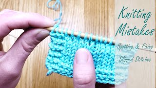 Fixing Slipped Stitches  Spotting amp Repairing Common Knitting Mistakes [upl. by Cherilynn]