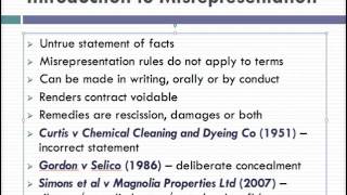 Misrepresentation Lecture 1 of 4 [upl. by Irap]