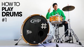 HOW TO PLAY DRUMS  Beginner Drum Lesson 1 [upl. by Ecal]