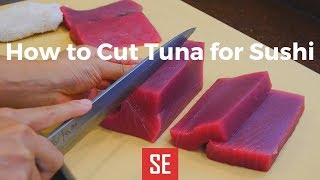 How to Cut Tuna Loin for Sushi  金枪鱼寿司 [upl. by Arretak846]