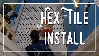 Hex Mosaic Floor Tile Install [upl. by Sims]