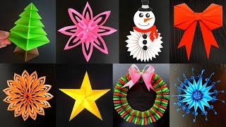 8 DECORACIONES NAVIDEÑAS DE PAPEL PARA HACER EN 5 MINUTOS ideas de decoracion [upl. by Alracal]