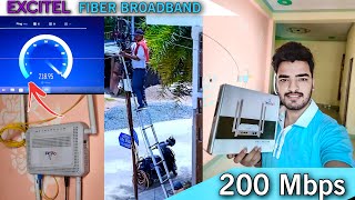 EXCITEL FIBER BROADBAND full installation process 200Mbps  Jio airtel fiber broadband connection [upl. by Krucik]