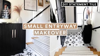 SMALL ENTRYWAY MAKEOVER  DIY Statement Tile amp Stair Runner [upl. by Ettigirb]