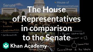 The House of Representatives in comparison to the Senate  US government and civics  Khan Academy [upl. by Aerb86]